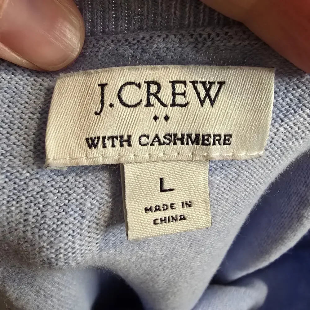 Women's J. Crew Blue Cashmere Blend Crewneck Sweater | Size Large